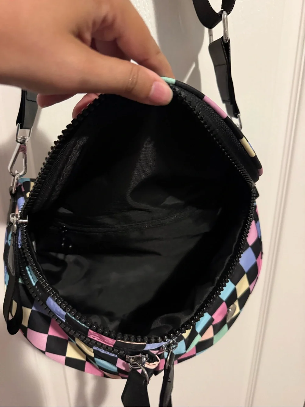 NWOT Iris & Rainbow Pastel Checkered Best Version Bag with Small Pouch - Picture 2 of 7